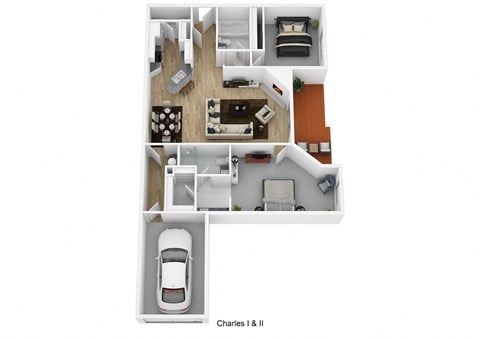 Floor plan for 2 beds, 2 baths, 1210 sqft